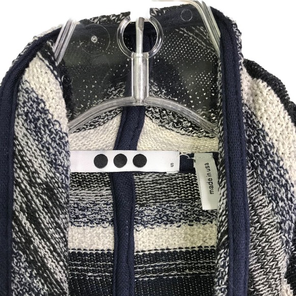 Three Dots Women's Cardigan Sweater Blue Striped Boho Open Front Cotton Sz S - Picture 2 of 10